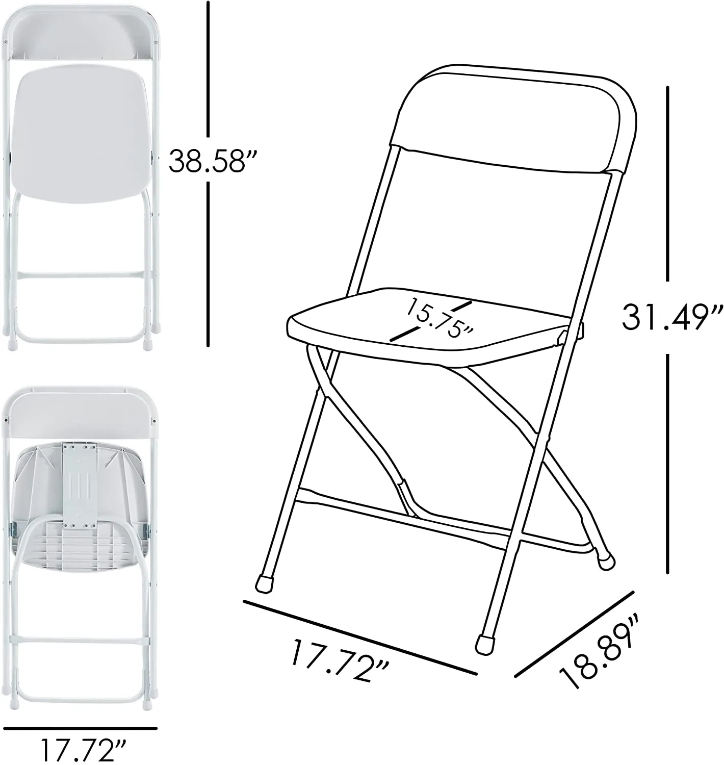 US STOCK 4-Pack Folding Plastic Chairs Portable Chair with Metal Frame Wedding Party Commercial Chairs White Beach Garden Park Supplies sxjun7