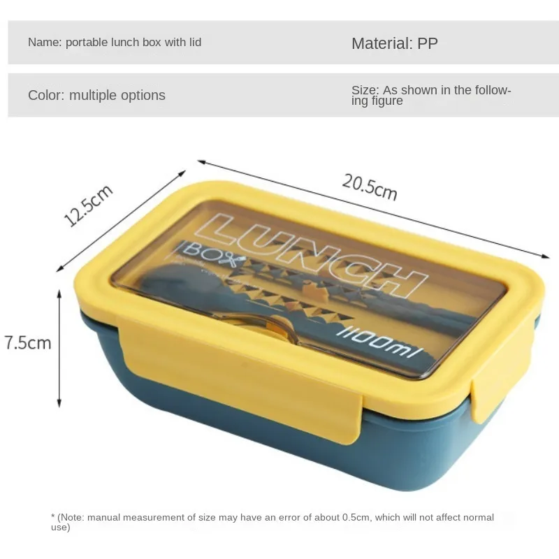 1100 ml Magnetron Lunchbox Draagbare 2 Layer Voedsel Container Gezonde Lunch Bento Dozen Lunchbox Met Bestek 220727