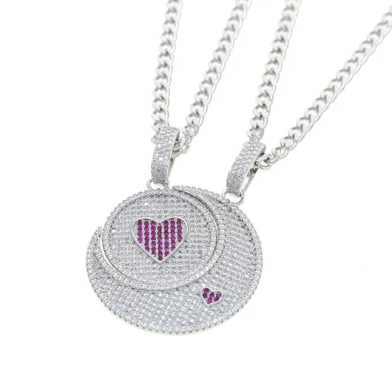 Nouveaux Styles Hip Hop lune pendentif 4.5mm chaîne à maillons cubains glacé Bling 5A CZ pavé colliers mode belle coeur charme bijoux