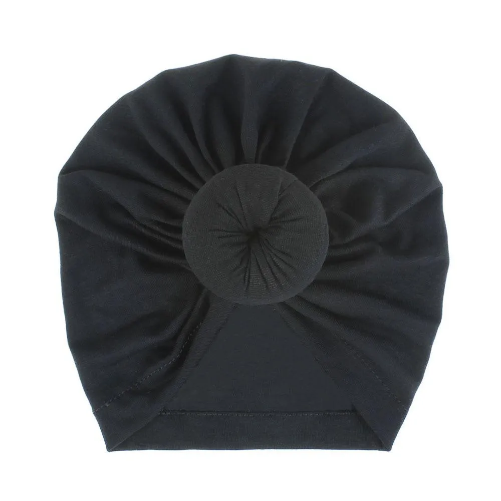 Baby Turban Bonnet Soild Color Bawełna górna górna część wewnętrzna hidżab afrykański skręt headwrap dziewczęta chłopcy głowa głowa Indie Hat Hidżabs czapka