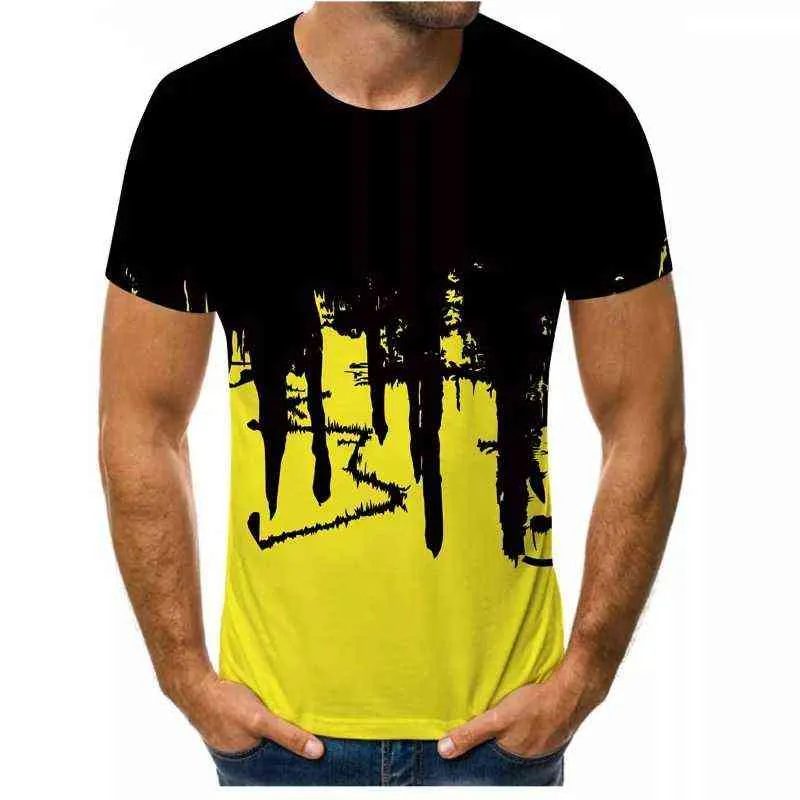 Nieuwste 3D-geprinte t-shirt inkttrekkingspatroon korte mouw zomer casual tops tees mode o-neck t-shirt mannelijk l220704