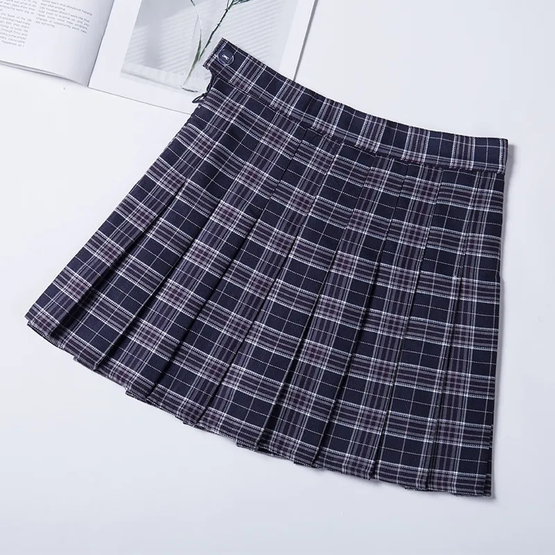 Mode Frauen Rock Adrette Plaid Röcke Hohe Taille Chic Student Falten Rock Harajuku Uniformen Damen Mädchen Tanz Röcke 220701