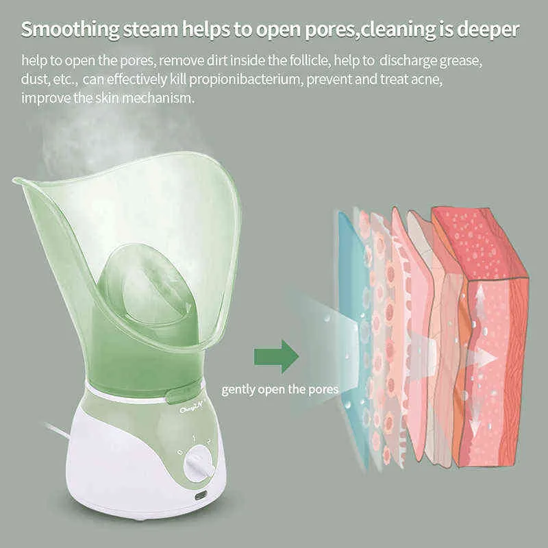 CkeyiN Face Steamer Beauty Sauna Spa Home Facial Warm Mist Humidifier Atomizer Nano Sprayer Moisturizing Unclogs Pores 220505