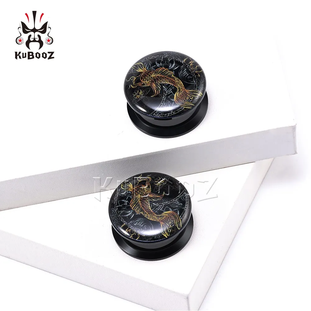 Kubooz Acrylic Fish Sun Moon Ear Plugs Tunnels Body Jewelry Giuges Percings Expander بالكامل 6-25mm 274d