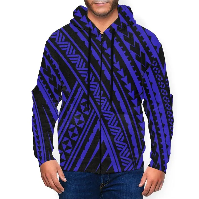 Hoodie Zip Up Sweatshirt Polynesian Tattoo Print Loose Long Sleeve Hip Hop Fashion Men Hoodies Custom On Demand DIY 220722