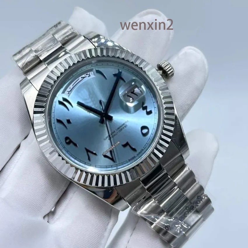 Klassiek blauw herenhorloge Luxe 41 mm mechanisch automatisch roestvrij staal zwart Arabisch digitale rand