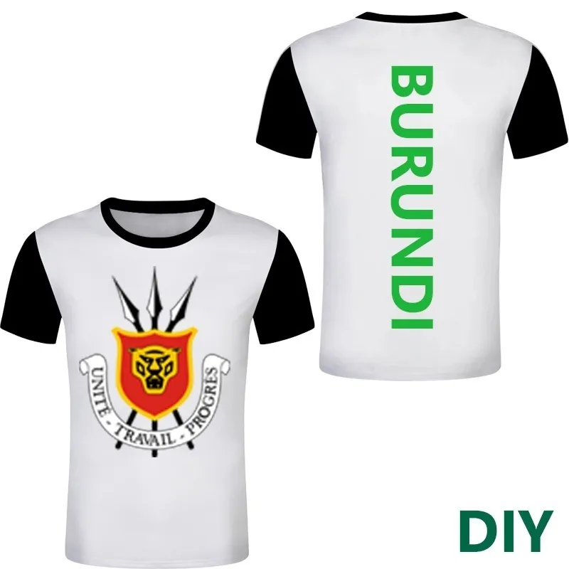 부룬디 무료 커스텀 맨 스포츠 부룬다이 티셔츠 DIY 엠블럼 티 셔츠 맞춤형 바이 국가 이름 번호 프렌치 티셔츠 220609