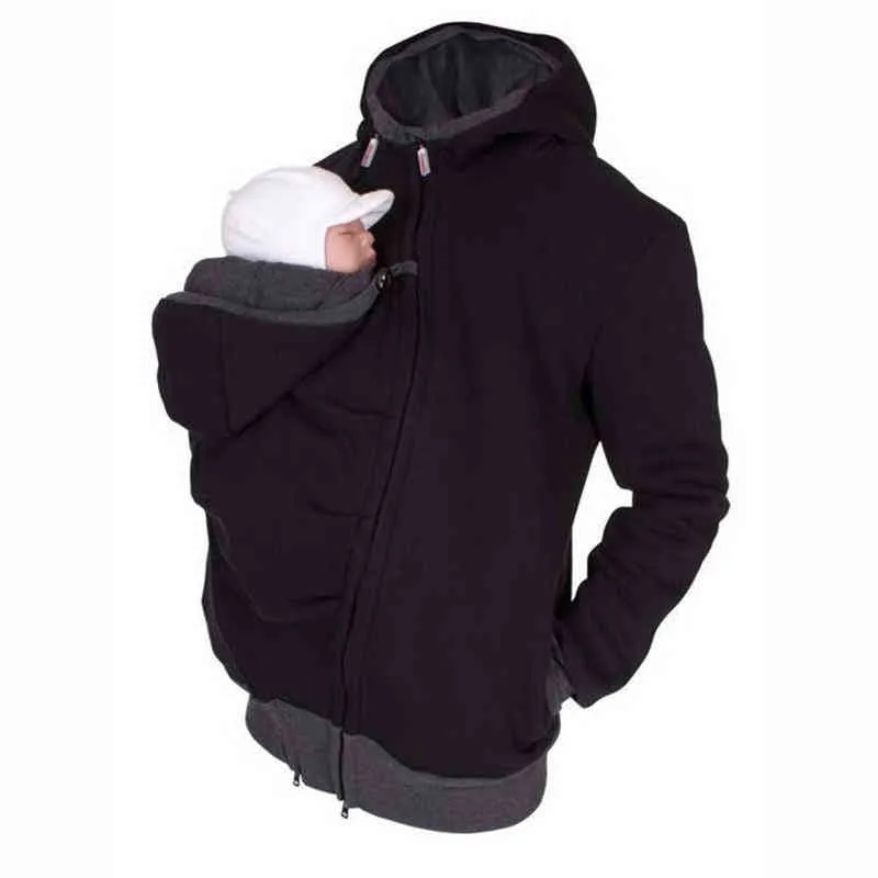 Felpe con cappuccio marsupio papà canguro papà uomo felpa con cappuccio abiti invernali multifunzionale giacca da uomo cappotto felpe infantili L220704