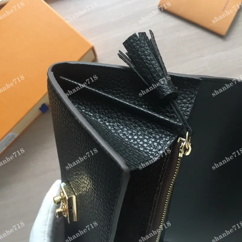 Vintage Cowhide Croisette Tassel Wallets Josephine Coin Purse Luxe ontwerper Emilie Rosalie Lady Clutch Bags Men Women ID Credit 266W