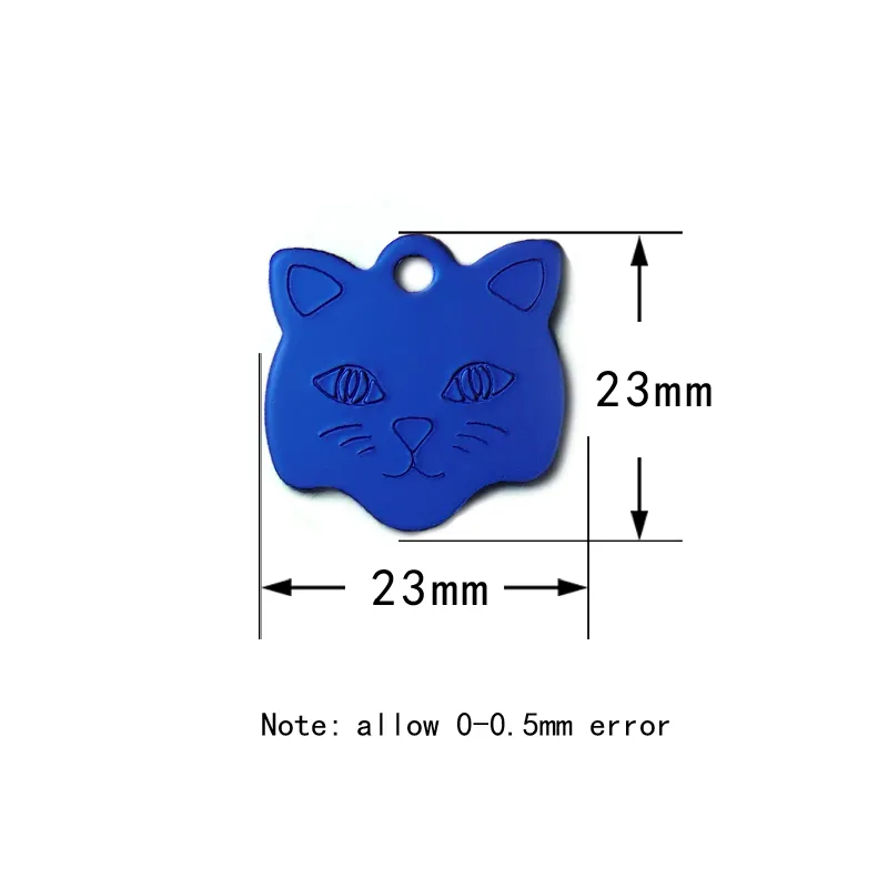 Wholesale Cat Face Name plate ID Tag Aluminum Customized Kitten Anti-lost For Dog Tag Collar Pet Dog ID Tags Engraving 220510