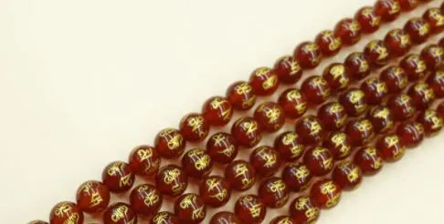 8 mm Około 45beade/komputery Naturalne kryształowe uroki Buddy Kulki Czarne kolor z rzeźbią złotą smok chińską bransoletkę DIY koraliki do biżuterii Making Se5j