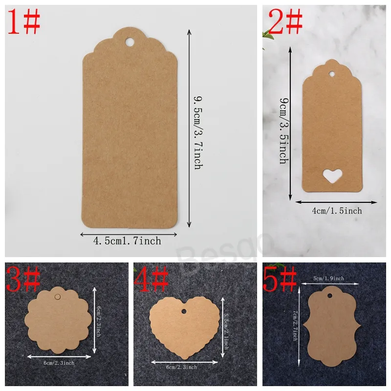 Kraft Paper Hang Tag Heart Shape Wedding Favor Gift Label Flower Shape Blank DIY Greeting Cards Luggage Clothing Hanging Labels BH6388 TYJ