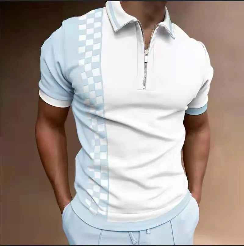 Moda Casual polo Uomo Manica corta Couverture Collare Design con cerniera Magliette e camicette Harajuku Uomo Streetwear camisas de hombre 220608