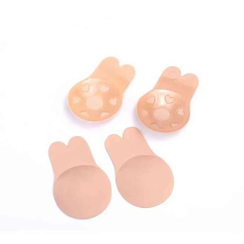 Reusable Silicone Nipple Cover Pasties Stickers Adhesive Breast Lift Up Tape Push Up Invisible Bra Rabbit Cache Teton /Pair Y220725