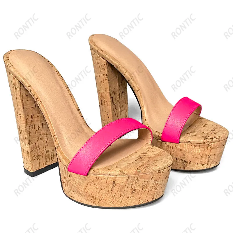 Ронтика Нового прибытия Женщины летние платформы мулы сандалии унисекс пробковые каблуки открыты