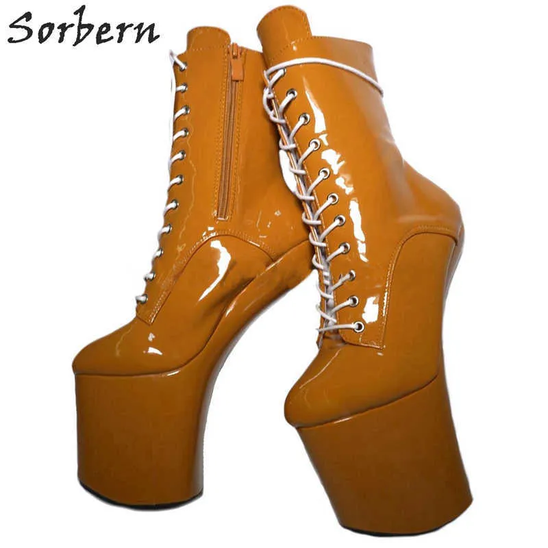 Sorbern 20cm hoof heelless fotled stövlar för kvinnor plattform skor cosplay unisex dragqueen booty extrema höga klackar vamp cos skor