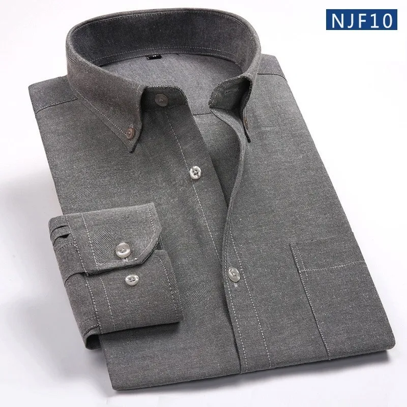 Chemise habillée Oxford solide à manches longues pour hommes couleurs avec poche poitrine gauche décontractée coupe régulière hauts chemises boutonnées 220324