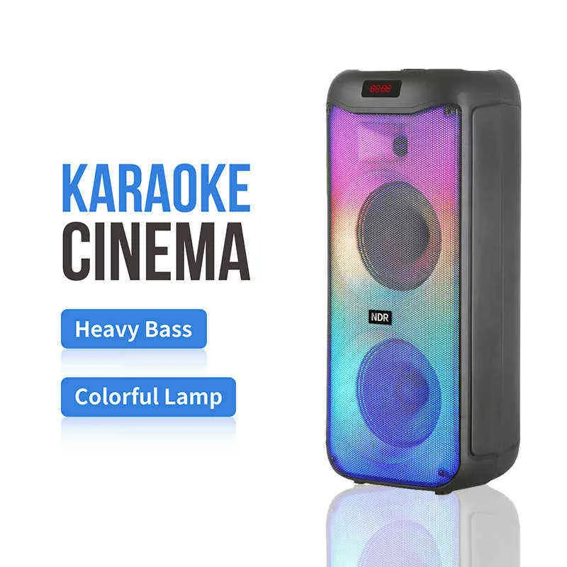 Kinglucky Nieuwe Partybox Rgb Marquee Licht Outdoor Handvat Bluetooth Speaker Dual Inch Z Bass Met Led Vlam Licht J220523196J1796172