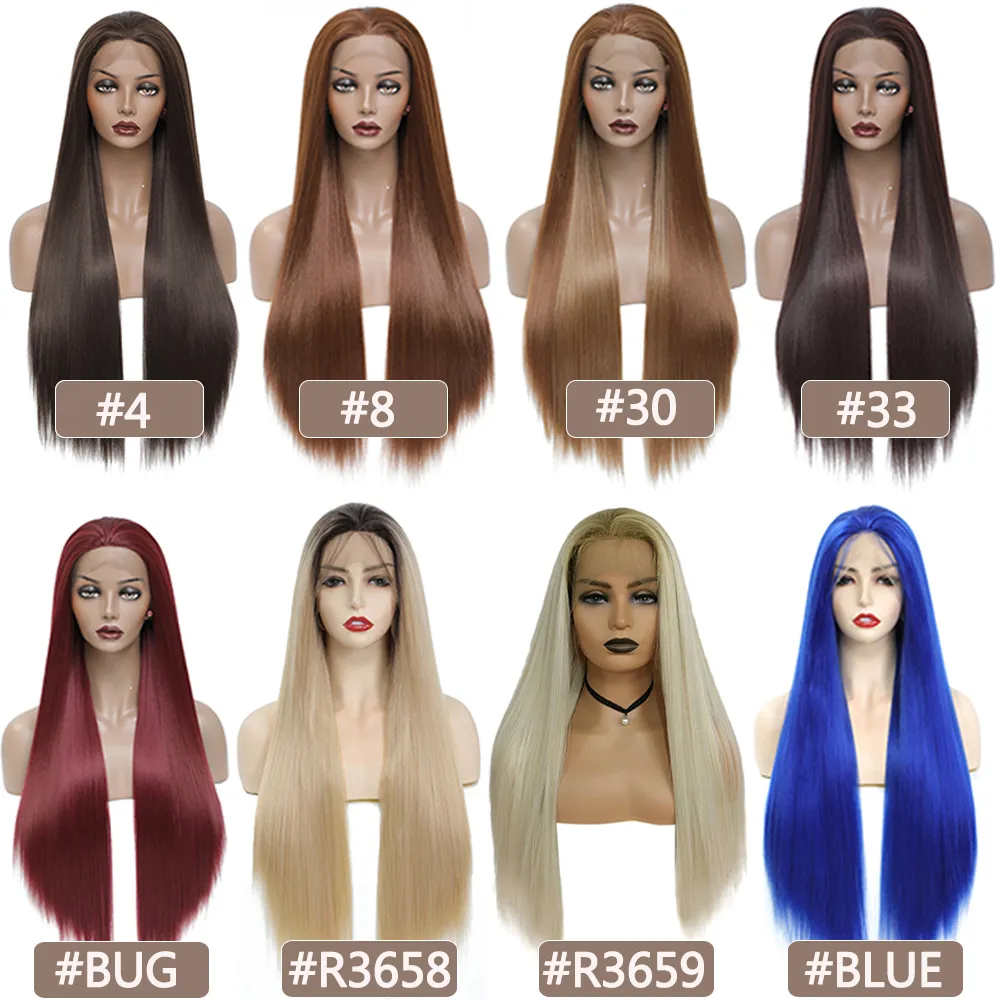 Long Straight 3X13 Lace Frontal Wig Synthetic Lace Wig Free Part Wigs For Black Women 150% Density Lace Wig Cosplay Dailyfactory direct