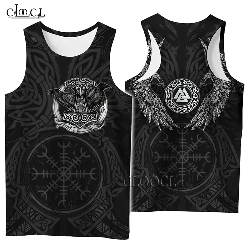 CLOOCL débardeur imprimé 3D symbole Viking tatouage corbeau Streetwear gilet sans manches hommes femmes décontracté Fitness goutte 220627