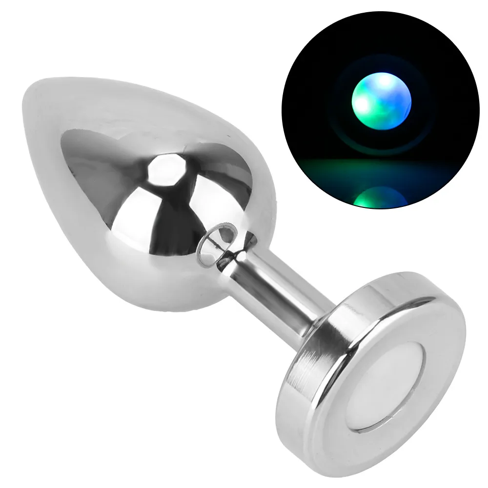 Ikoky Luminous Butt Plug Vuxen Games Prostate Massage Dildo Bright Metal Anal Stimulator S/M/L Sexiga leksaker för kvinnor