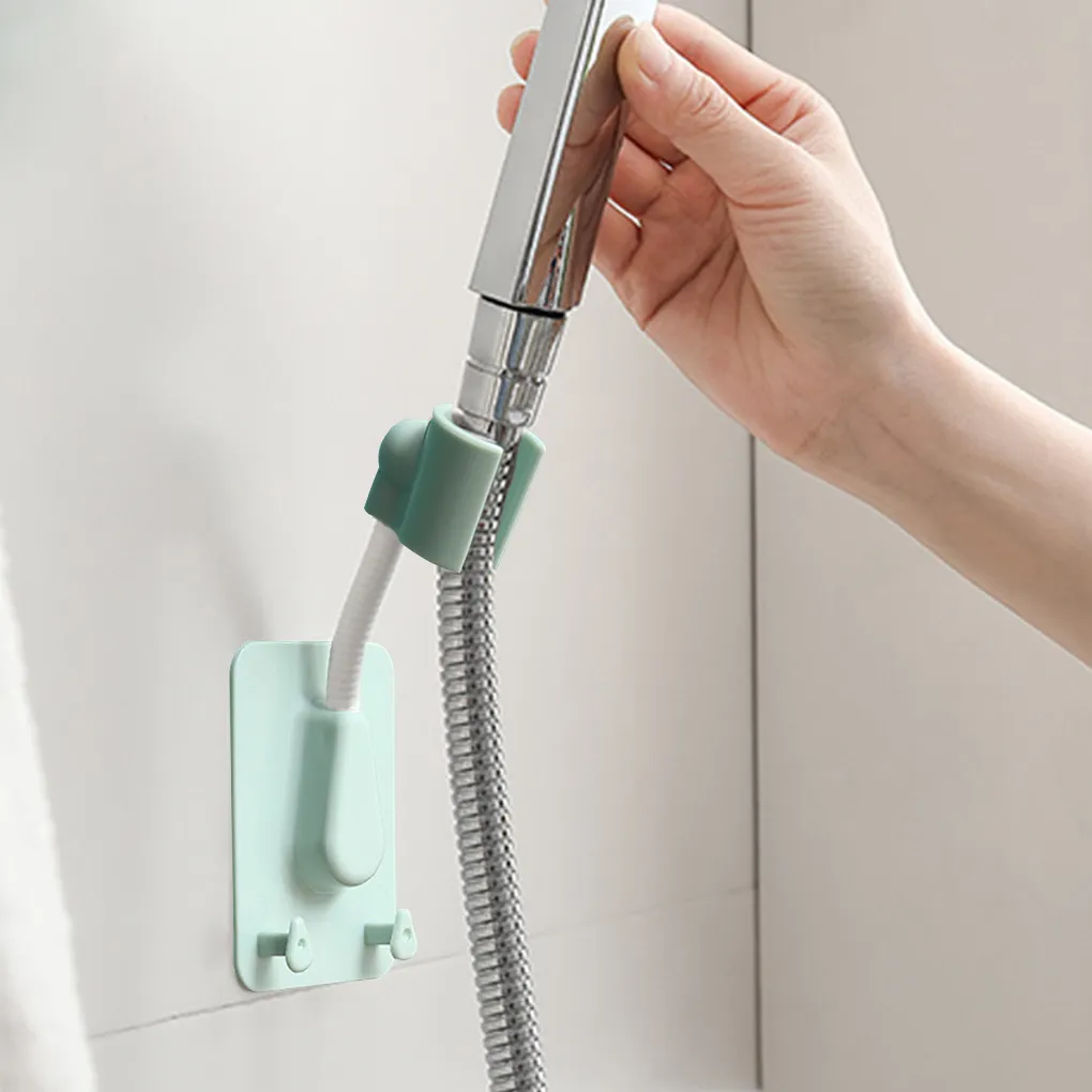 360° Shower Head Holder Adjustable Self-Adhesive Showerhead Bracket Wall Mount With 2 Hooks Stand SPA Bathroom Universal ABS by sea