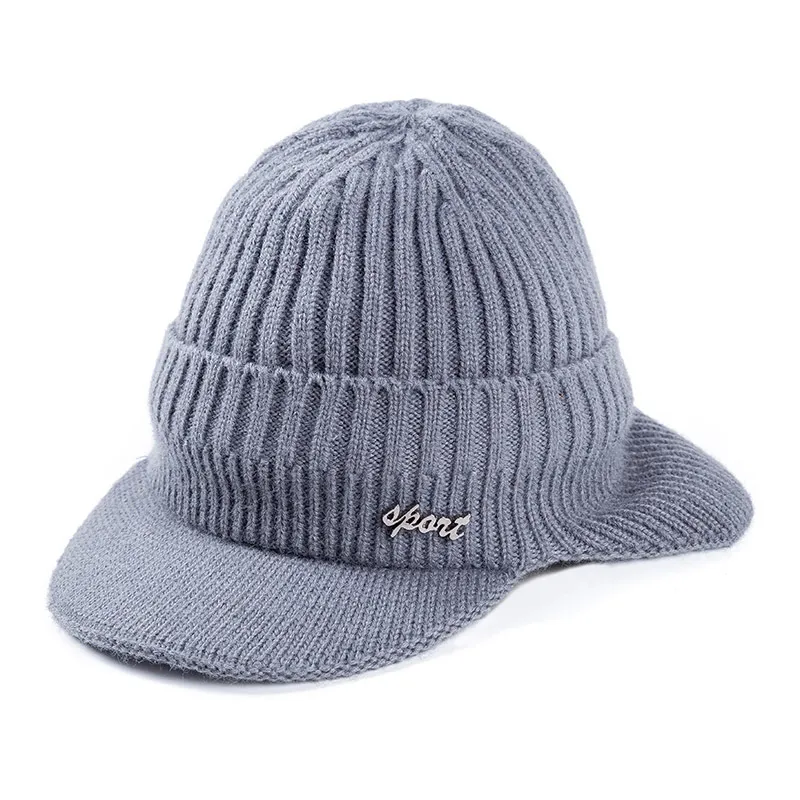 Unisex elegante Aggiungi cappelli invernali caldi foderati in pelliccia con berretto morbido a visiera uomo donna classico orecchio lavorato a maglia 220817