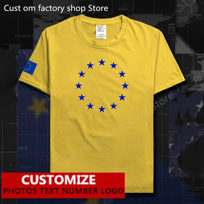 European Union United in Diversity EU EUR men t shirt Free Custom Jersey DIY Name Number 100% Cotton T-shirts 220609