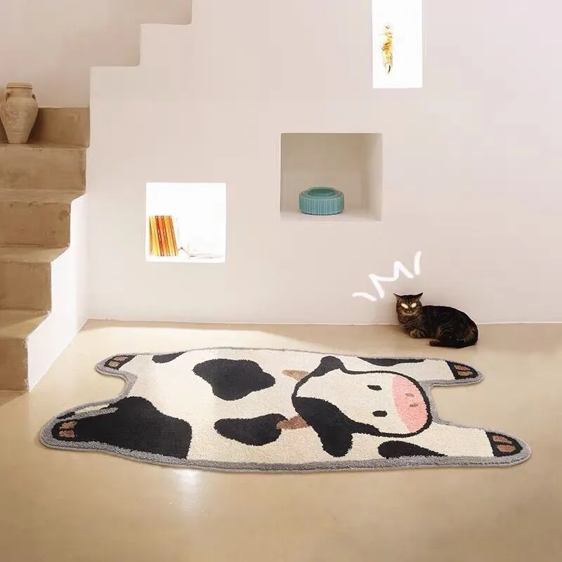 Mignon vache chambre tapis chambre d'enfants chevet couverture doux en peluche tapis maison salon longue bande tapis mignon chambre décor enfants tapis