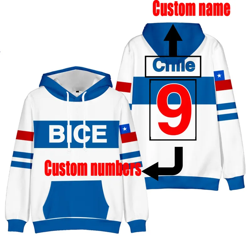 3D Print Harajuku Streetwear Chile Flag Unisex Hoodie Sweatshirt Jacket Football University Team Cheer Sports Custom 4XL 220704