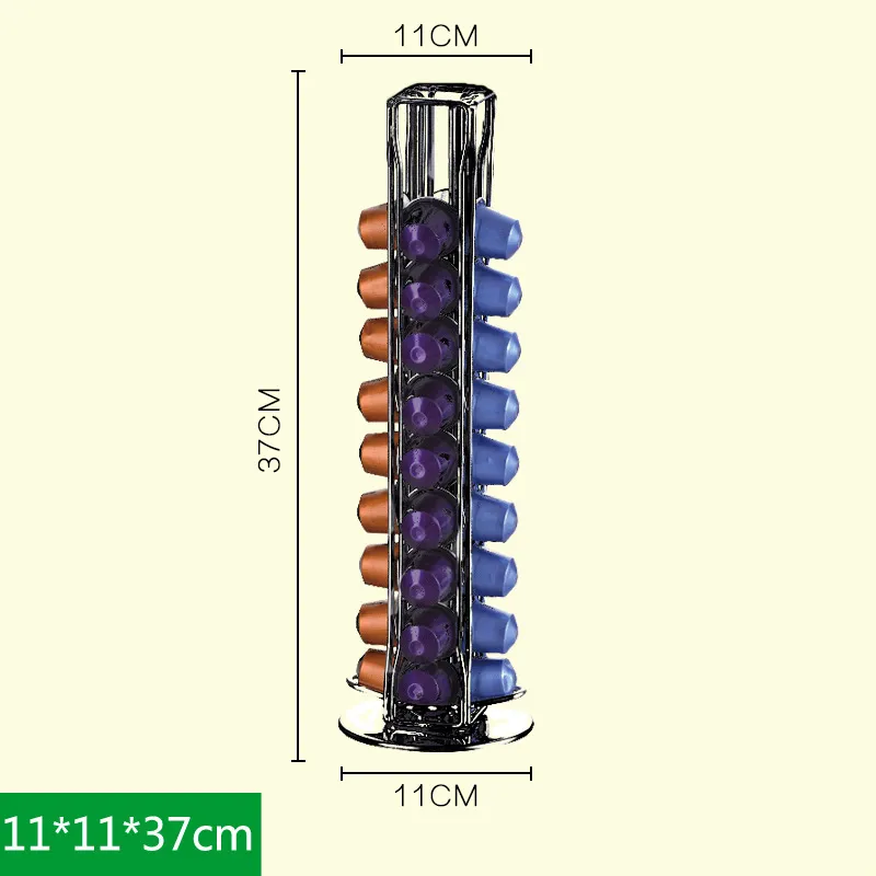 Praktiska kaffekapslar passar för 40 Nespresso Capsule Dispensing Tower Stand Tamper Soporte Capsulas Storage Pod Holder 220509