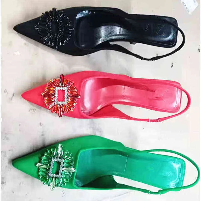 Dress Shoes Women Fashion Sandals 2022 Pring New V-shaped Red Personality High Heels Rhinestone All-match Pumps Mujer Sapato 220714