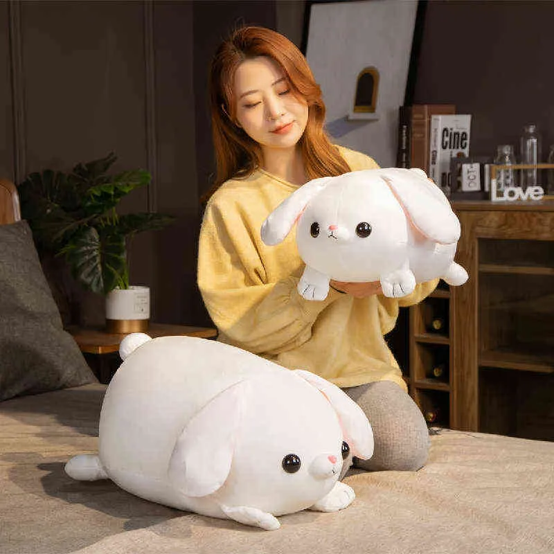 Kawai White Rabbit Cuddle Soft Cartoon Bunny Animal Doll Children Sleeping Pillow Comfort Dolls Kawaii Room Decor Girl gift J220704