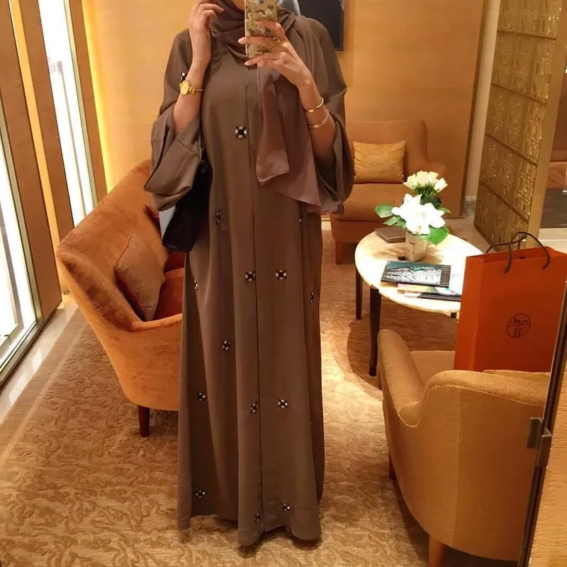 Ramadan Eid Diamond Feading Abaya Kimono Dubai Kaftan Muzułmański Kardigan Abayas Women Casual Srabe Femme Caftan Islam Ubrania F2913 220607