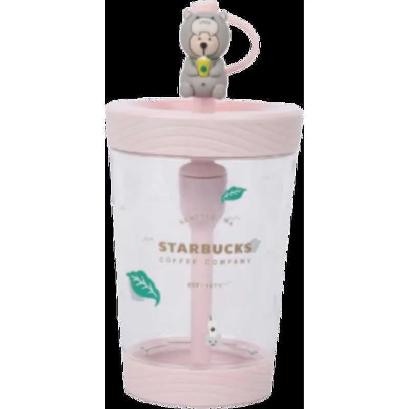 Tazza Starbucks 2020 estate rosa leopardo orso giraffa piede di leopardo marchio di vetro paglia che accompagna la tazza d'acqua