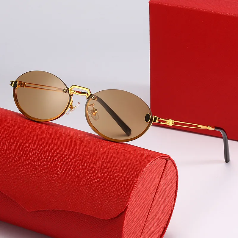Marke Designer Sonnenbrillen für Männer Runde Doppel Brücke Gläser Unregelmäßige Halb Randlose Rahmen Mode Sport Strand Brillen für Frauen224R