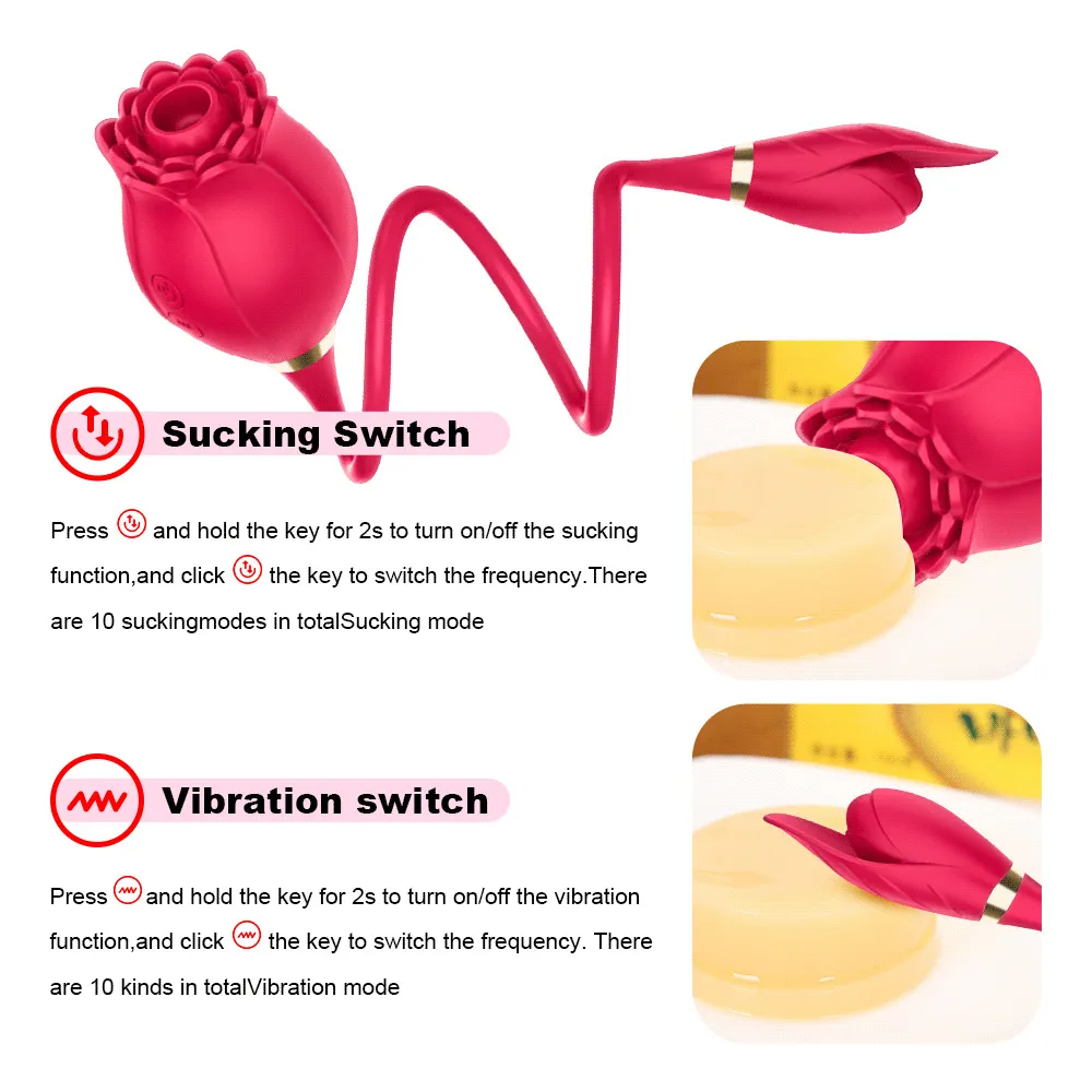 女性のためのバラの吸うバイブレータークリトリック刺激装置Gスポットニップルフェラ