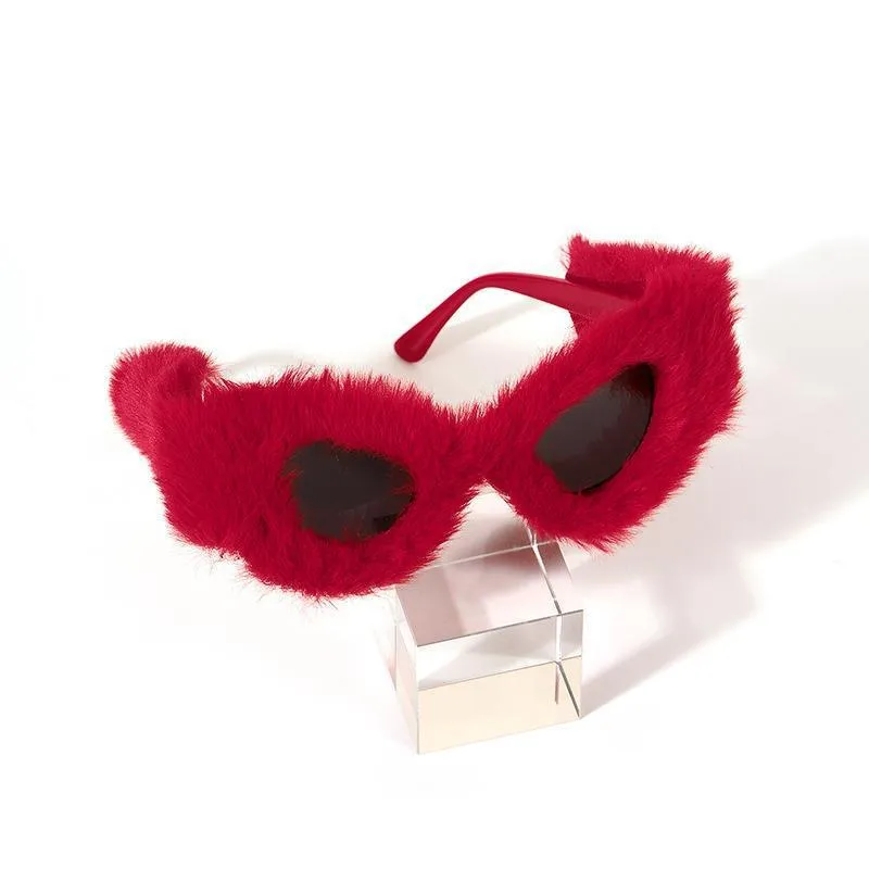 Sunglasses Winter Plush Red Party Glasses Knitted Hat Sun ChristmasSunglasses346N