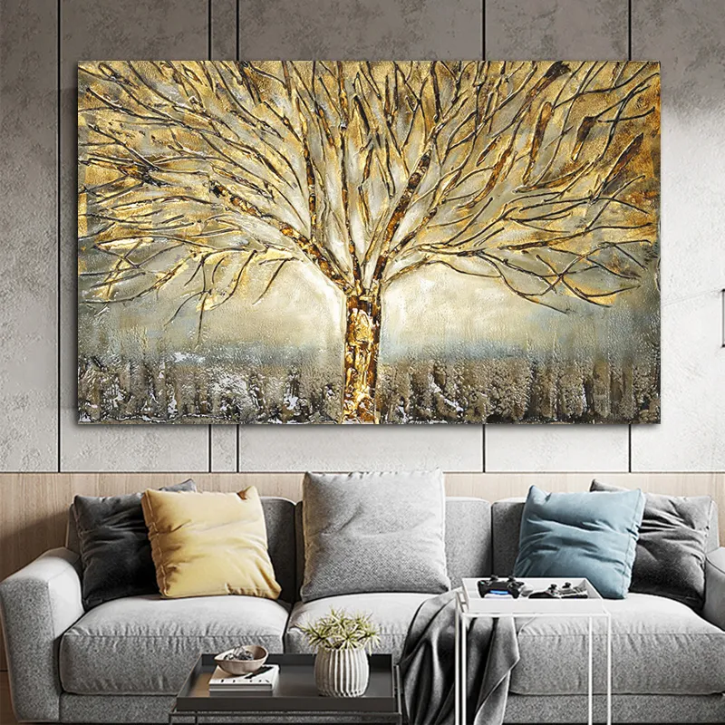 Oro albero della vita pittura a olio poster e stampe su tela immagini di arte astratta arte moderna della parete la decorazione del soggiorno di casa