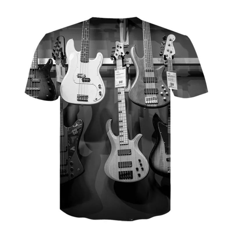 Rock Music Guitar 3D Tshirt Estate Uomo / Donna T Shirt Moda T-shirt Casual Tee Shirt / Streetwear Uomo Abbigliamento Oversize 4XL Top 220407