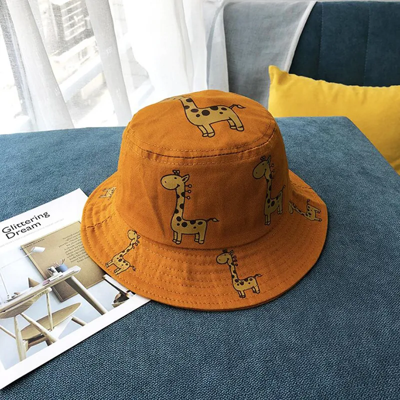 Cartoon Giraffa Bambini Cappello a secchiello Ragazze Ragazzi Panama Cap Primavera Estate Outdoor Casual Sole 3-8 anni 220513