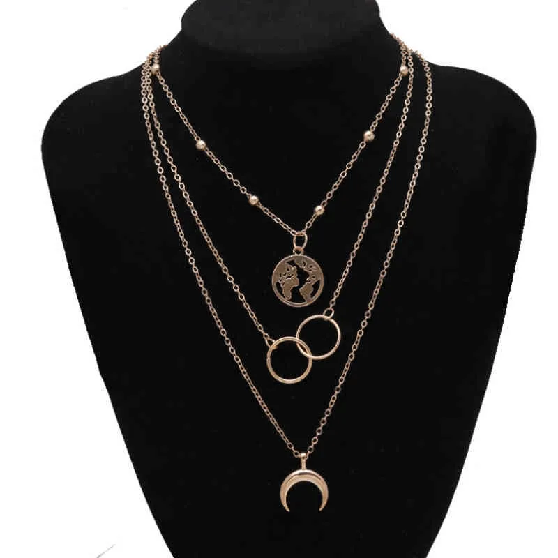 قلادة أزياء قلادة الفراشة للنساء عتيقة Multilayer Moon Star Charm Choker Boho Jewelry Jewelry