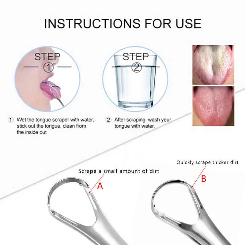 Användbar tungskrapa renare rostfritt stål metallmedicinsk munrengöring Oral borste tandkit återanvändbar färsk andetagstillverkare 220614