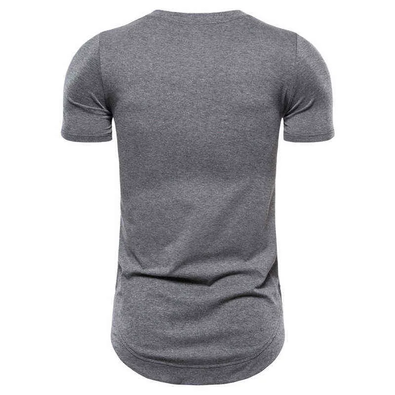 Streetwear Männer T-shirt Extra Lange Hipster T-shirt Männer Einfarbig Slim Fit Lange linie T-shirt Homme Kurzarm Casual T Shirts L220704