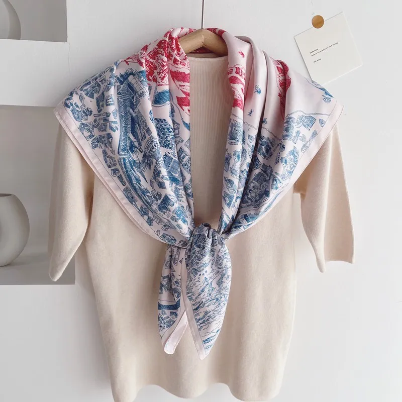 lente vrouwelijke sjaal hoge kwaliteit sjaal zijde mode hoofd strand zonwering Baotou 90cm * 90c 220516