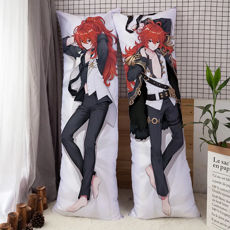 Funda de almohada 2D Genshin Impact Handsome Kaeya Xiao, funda de juego de Anime japonés Otaku Pilow 150X50 220507