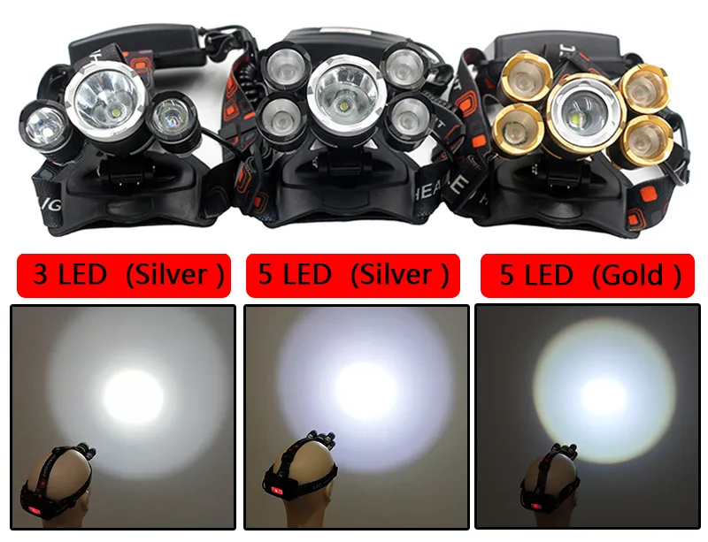 Nowy 8000 lm potężne światło 5 LED reflektor XML T6 Lampa głowica LED 18650 Latarka latarnia Yunmai