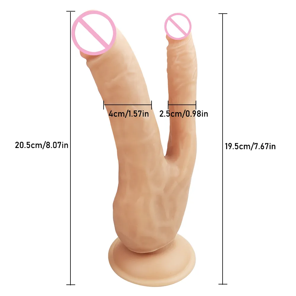 Double Dildos Penetration Vagina and Anus Big Realistic Headed Penis Soft Phallus sexy Toys for Women Masturbation