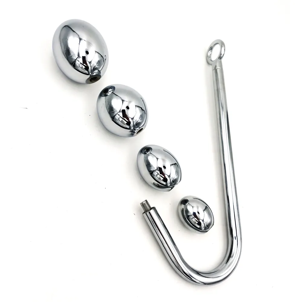 Stainless Steel Anal Dilator Butt Plug sexy Toys for Men Women Anus Hook Rreplaceable Ball Metal Slave Adults BDSM8548098