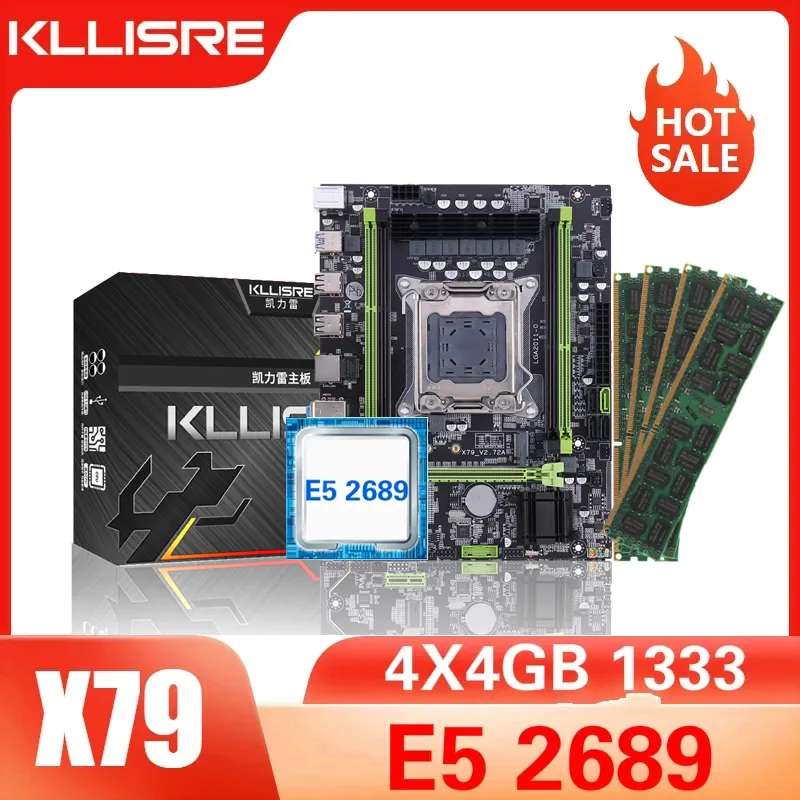 Klisre X79 Scheda madre Combo Kit Set LGA 2011 E5 2689 CPU x 4 GB = 16 GB Memory DDR3 ECC RAM 1333MHZFedificata gratuita